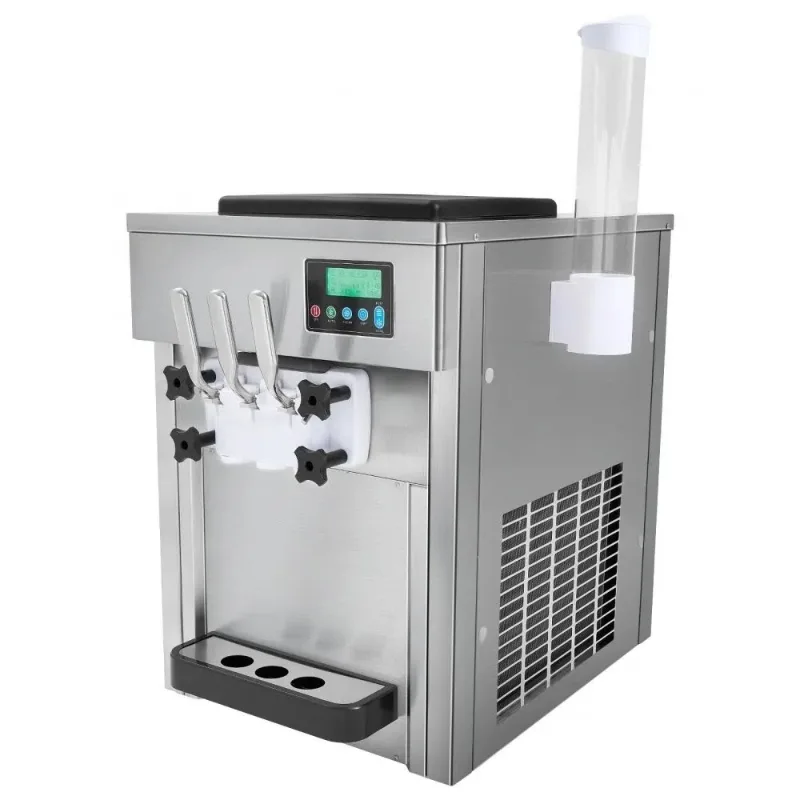 Máquina comercial de helado suave de mostrador, 3 sabores, 1800W