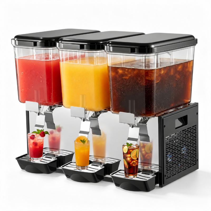Dispensador comercial de bebidas frías con 3 tanques de 18 L / 19 QT cada uno