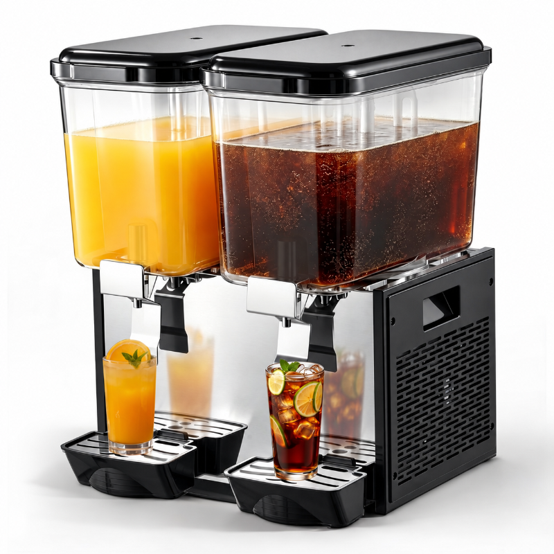 Dispensador comercial de bebidas frías con 2 tanques de 18 L / 19 QT cada uno
